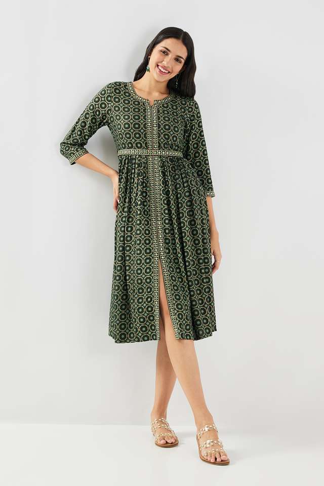 Printed-Round-Neck-Viscose-Women-s-Calf-Length-Ethnic-Dress