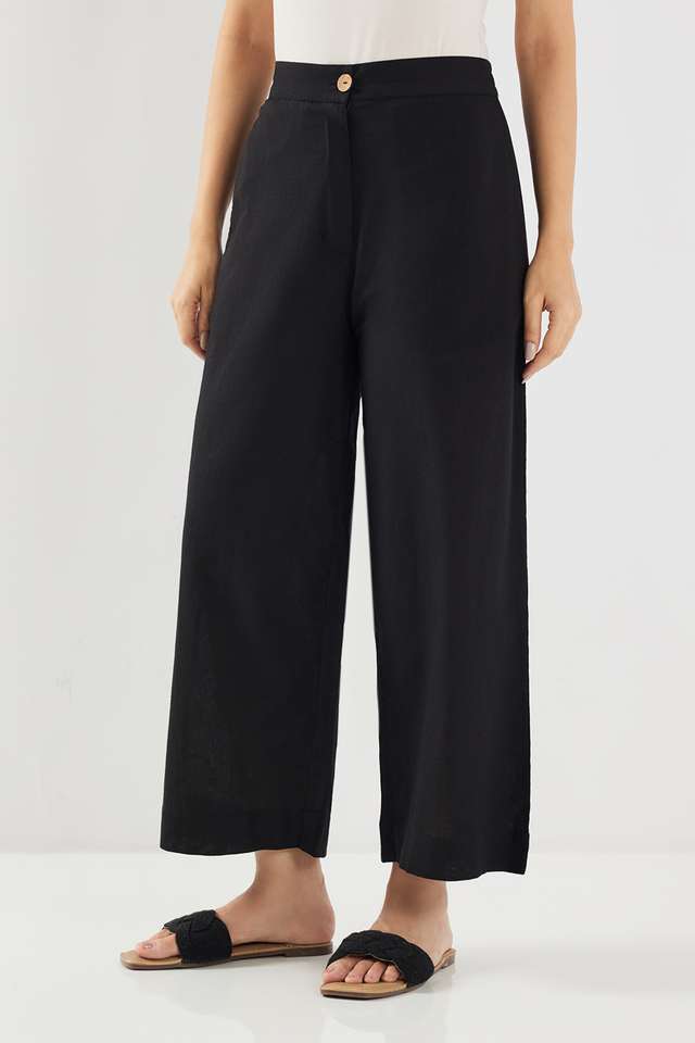 Solid-Ankle-Length-Cotton-Blend-Women-s-Palazzos