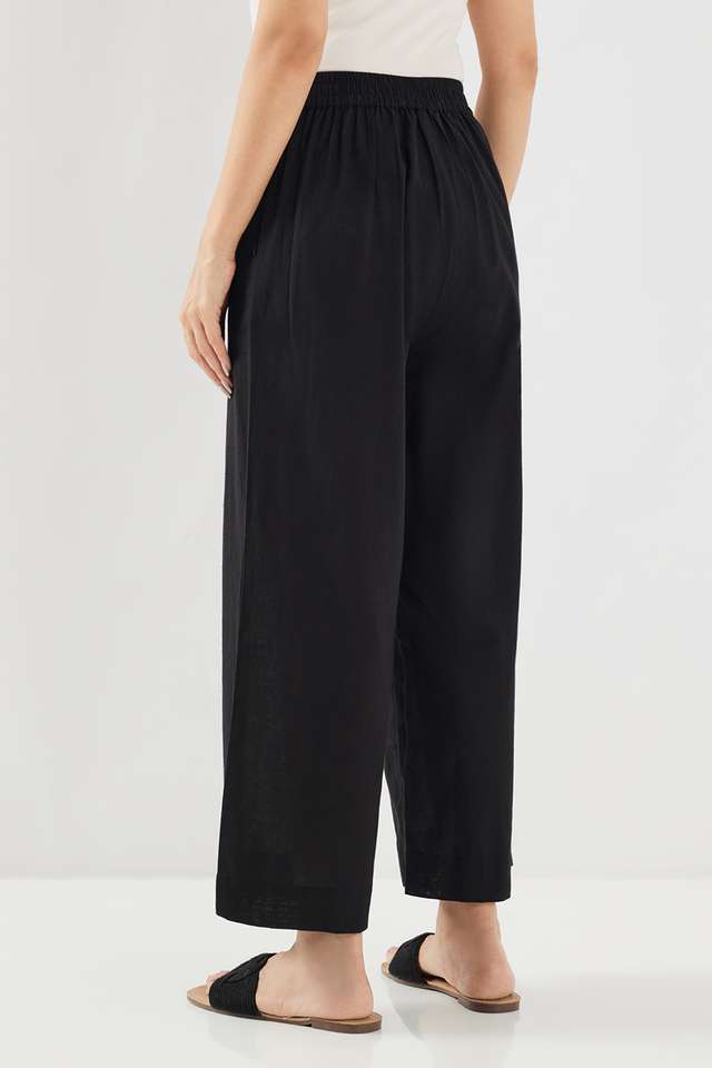 Solid-Ankle-Length-Cotton-Blend-Women-s-Palazzos