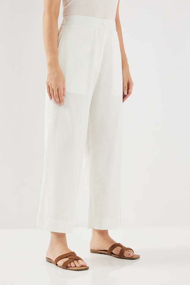 Solid-Ankle-Length-Cotton-Blend-Women-s-Palazzos