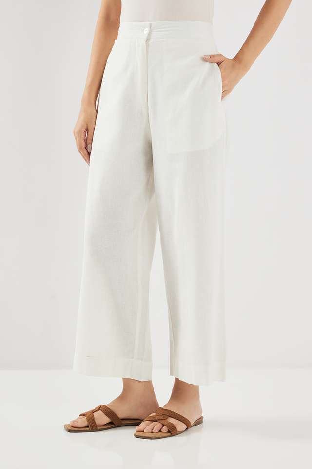 Solid-Ankle-Length-Cotton-Blend-Women-s-Palazzos