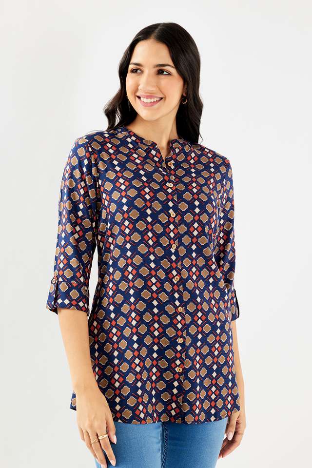 Geometric-Print-Rayon-Women-s-Tunic