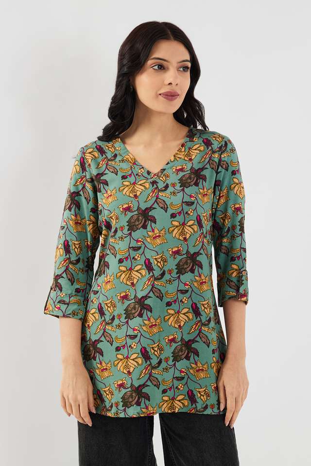 Printed-Rayon-V-Neck-Women-s-Tunic