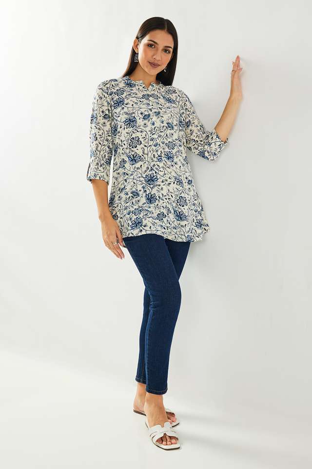 Printed-Rayon-V-Neck-Women-s-Tunic
