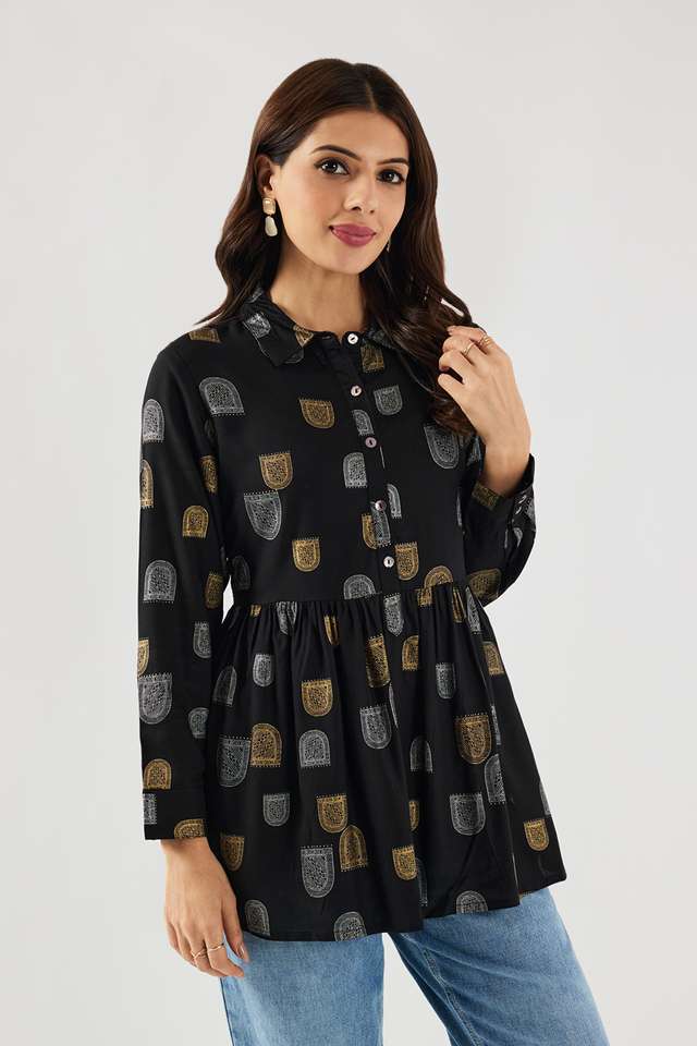 Printed-Viscose-Collared-Women-s-Tunic