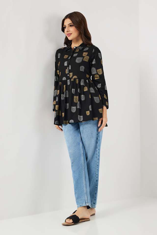 Printed-Viscose-Collared-Women-s-Tunic
