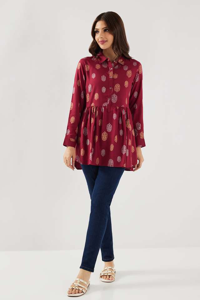 Printed-Viscose-Collared-Women-s-Tunic
