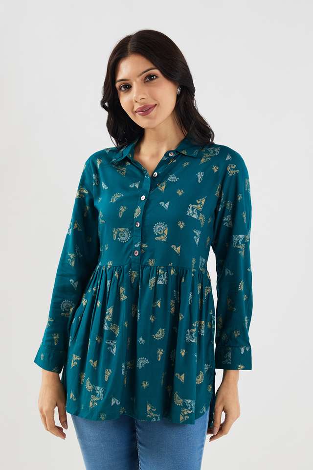 Printed-Viscose-Collared-Women-s-Tunic