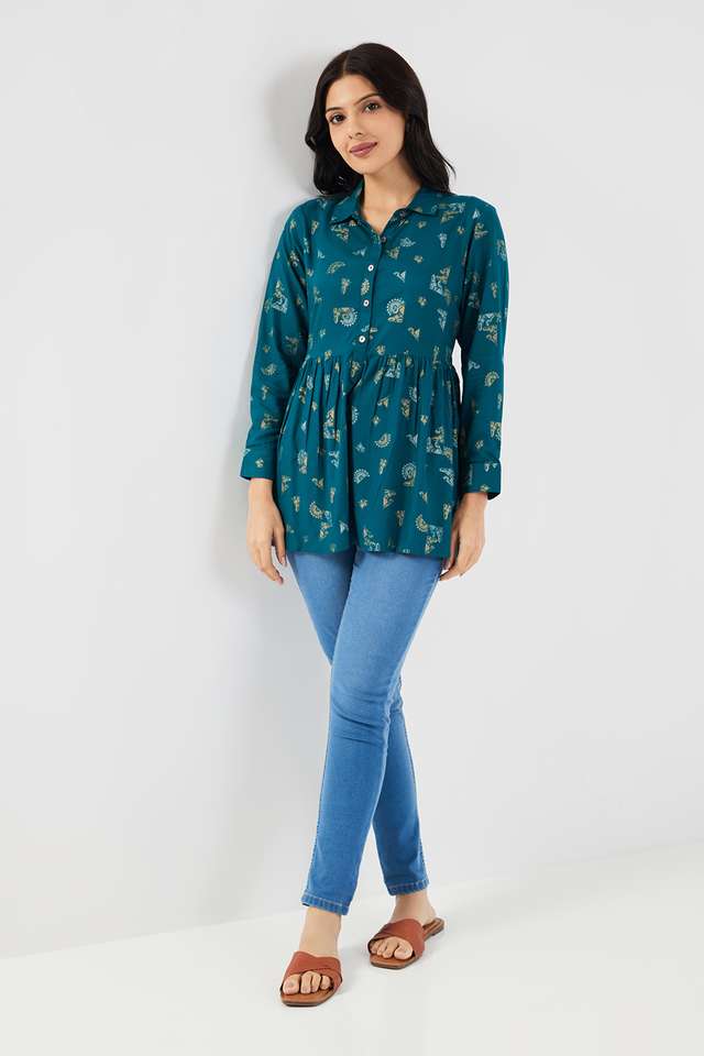 Printed-Viscose-Collared-Women-s-Tunic