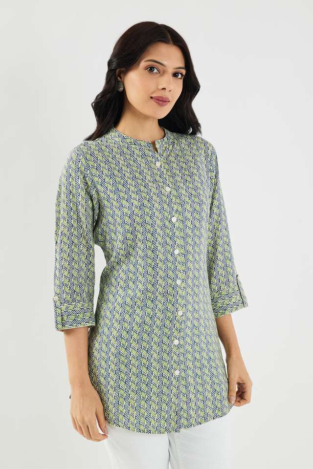 Printed-Collared-Women-Fusion-Wear-Tunic