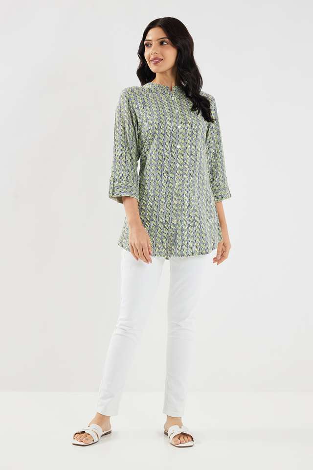 Printed-Collared-Women-Fusion-Wear-Tunic