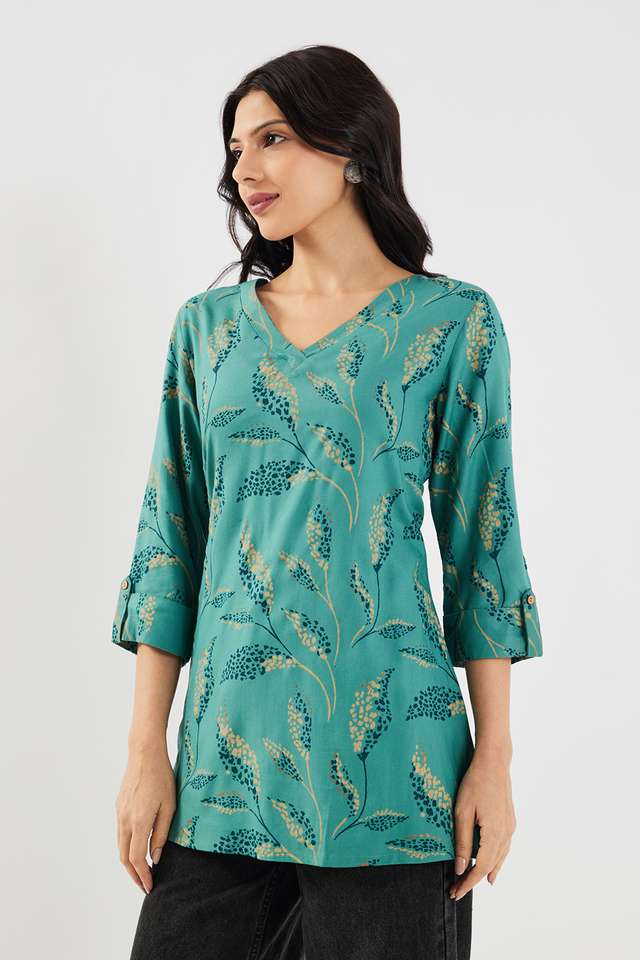 Printed-Rayon-V-Neck-Women-s-Tunic