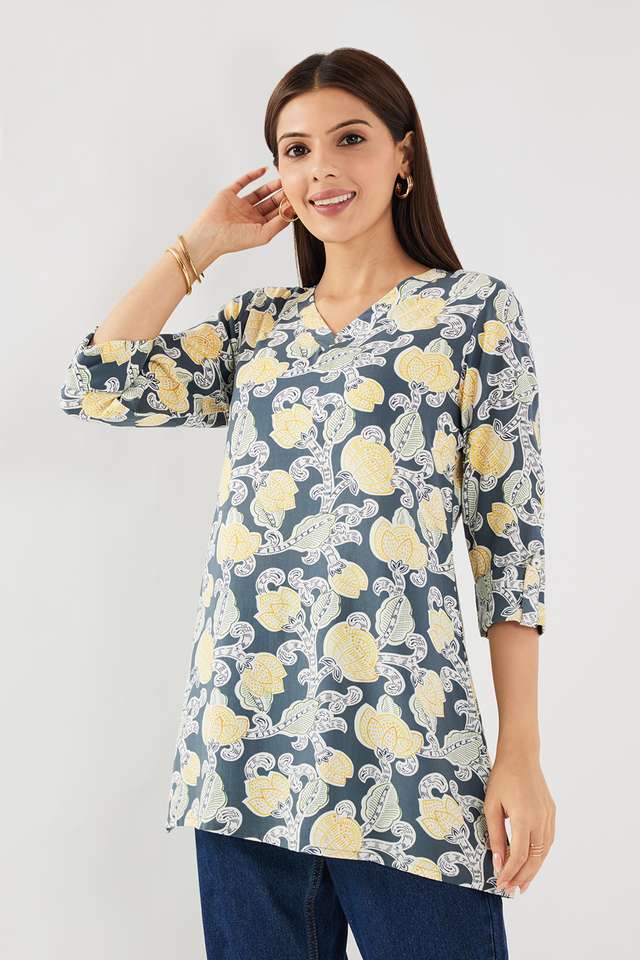 Printed-Rayon-V-Neck-Women-s-Tunic