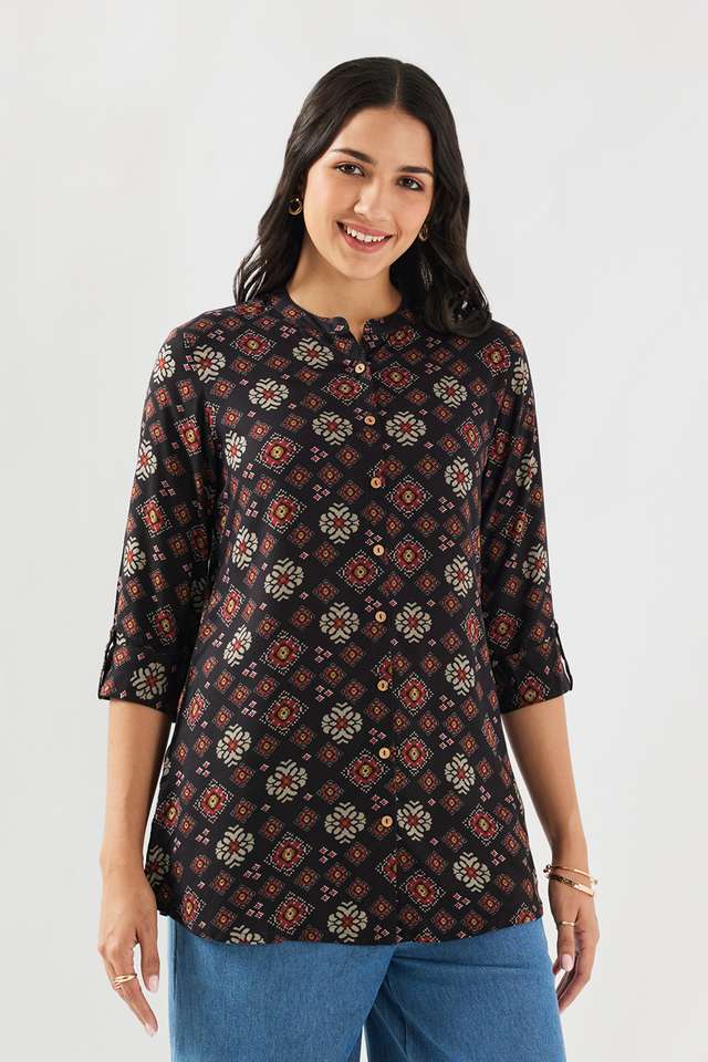 Printed-Rayon-Collared-Women-s-Tunic