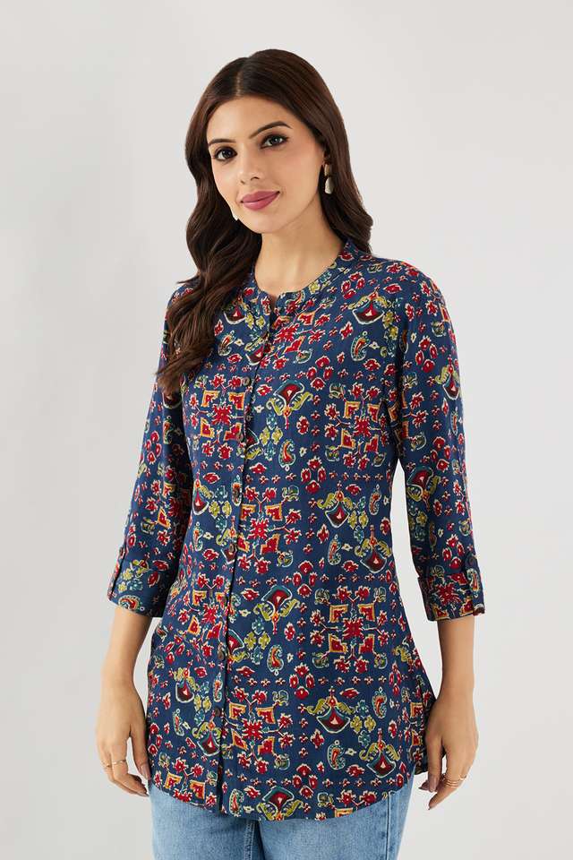 Printed-Rayon-Collared-Women-s-Tunic