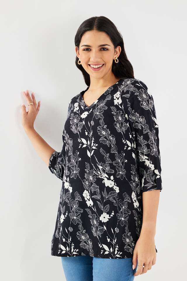 Printed-Rayon-V-Neck-Women-s-Tunic