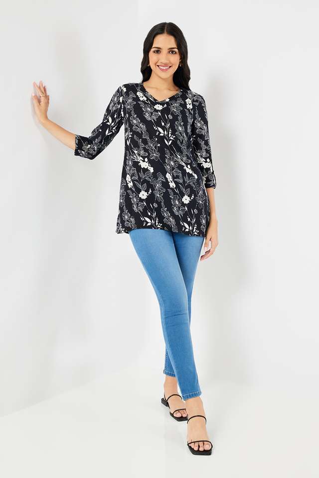 Printed-Rayon-V-Neck-Women-s-Tunic