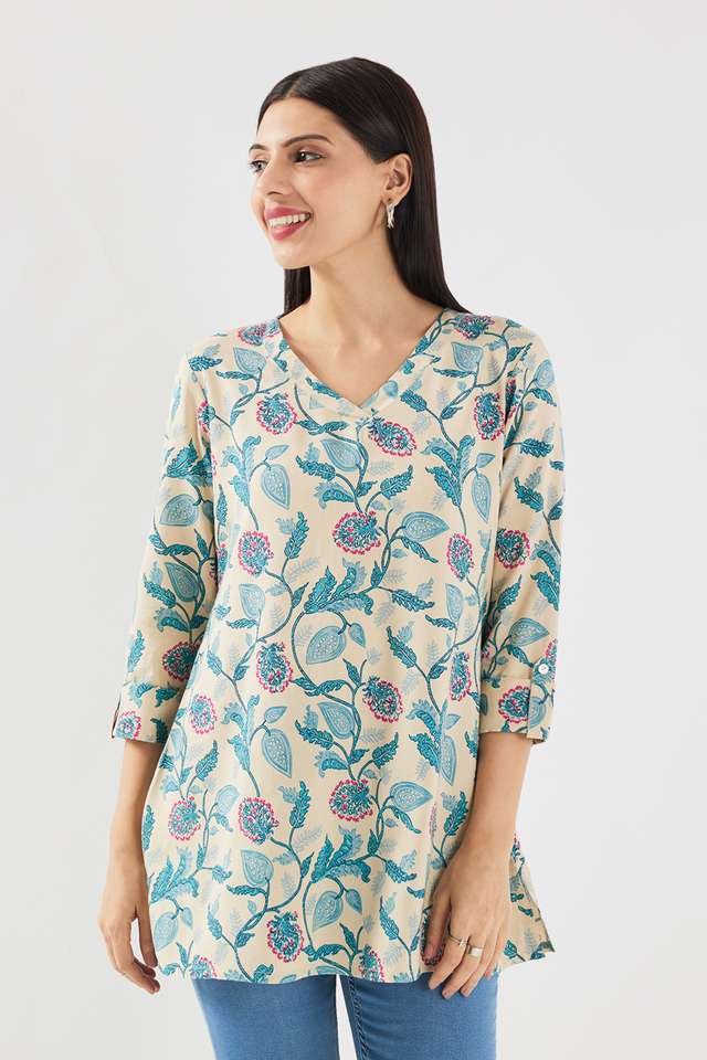 Printed-Rayon-V-Neck-Women-s-Tunic