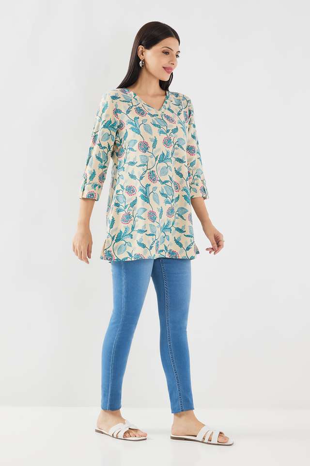 Printed-Rayon-V-Neck-Women-s-Tunic