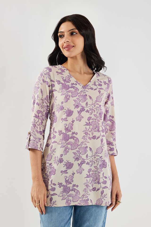 Printed-Rayon-V-Neck-Women-s-Tunic