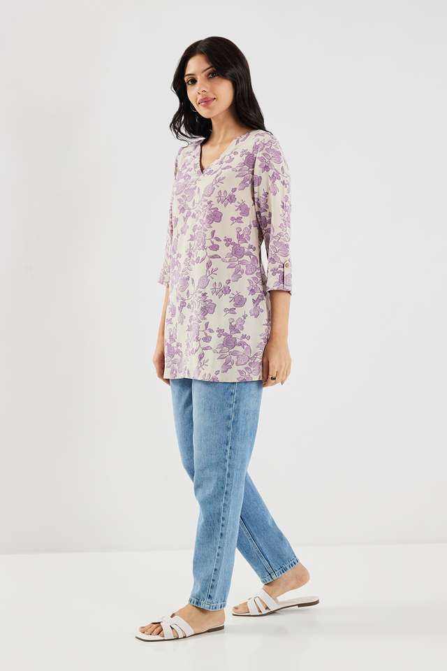 Printed-Rayon-V-Neck-Women-s-Tunic