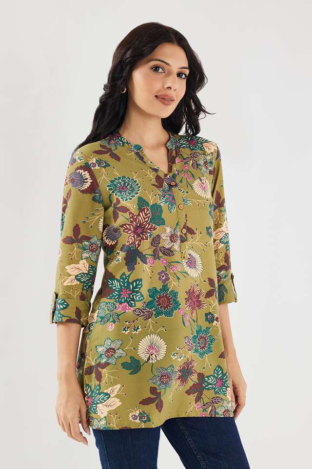 Printed-Rayon-V-Neck-Women-s-Tunic