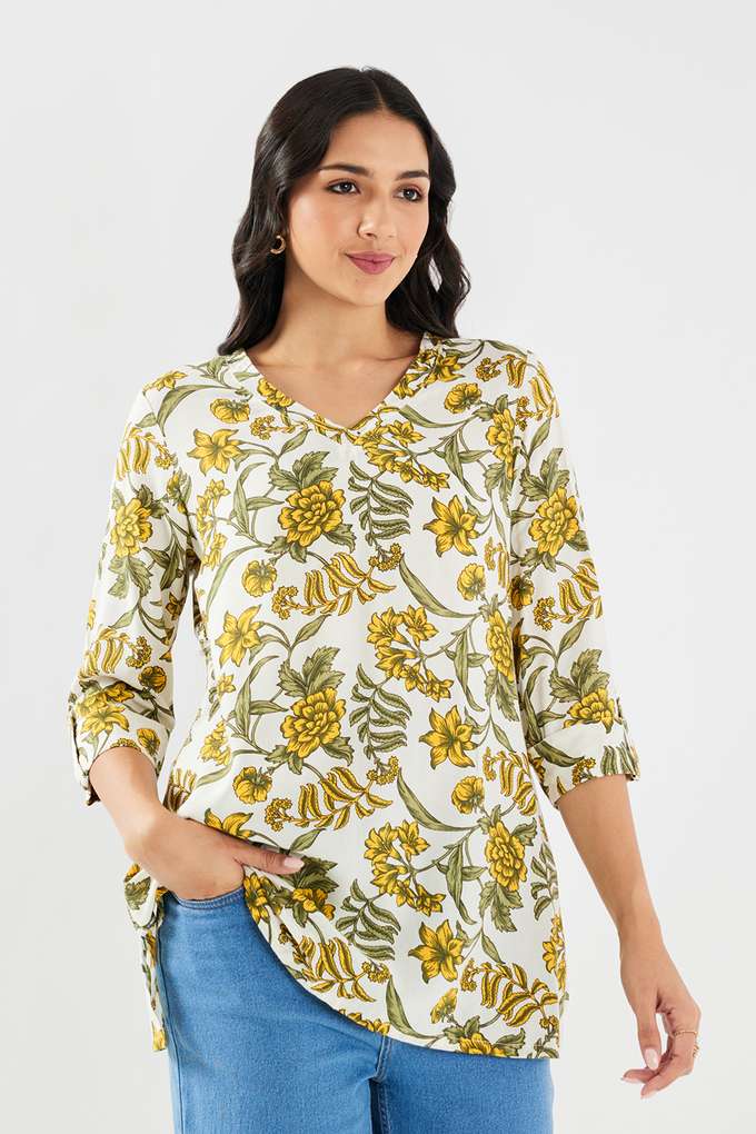 Printed-Rayon-V-Neck-Women-s-Tunic