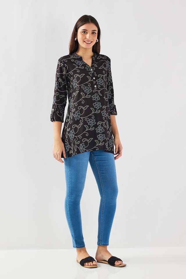 Printed-Rayon-Collared-Women-s-Tunic