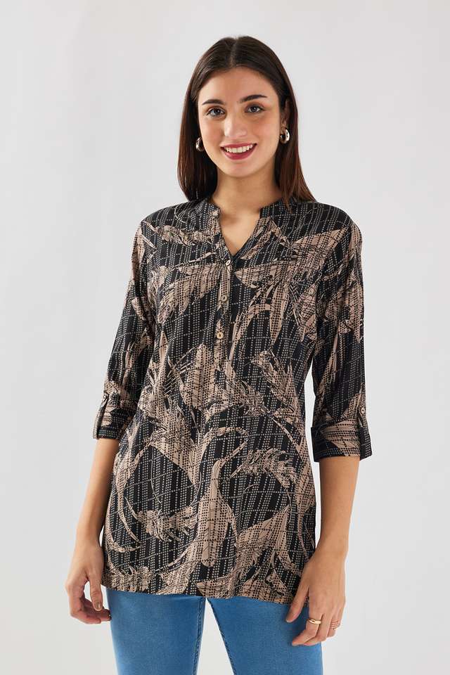 Printed-Viscose-Mandarin-Collar-Women-s-Tunic