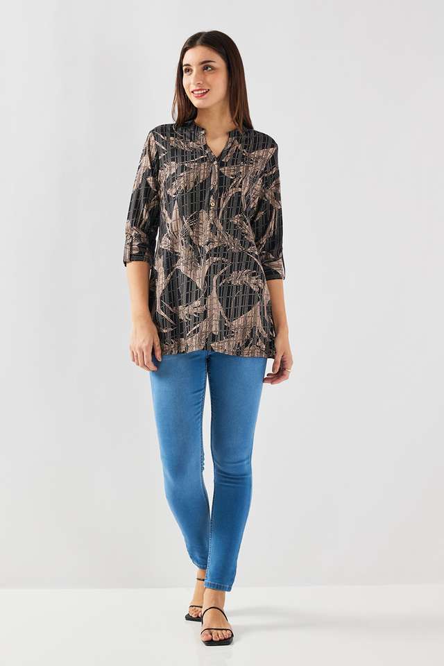 Printed-Viscose-Mandarin-Collar-Women-s-Tunic