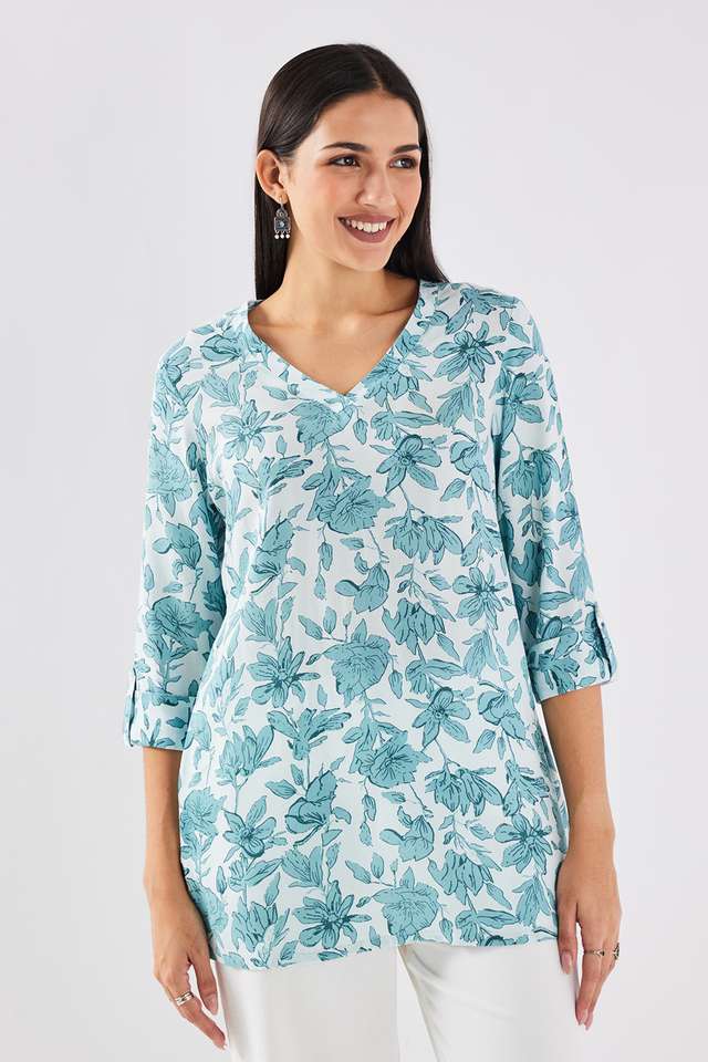 Printed-Rayon-V-Neck-Women-s-Tunic