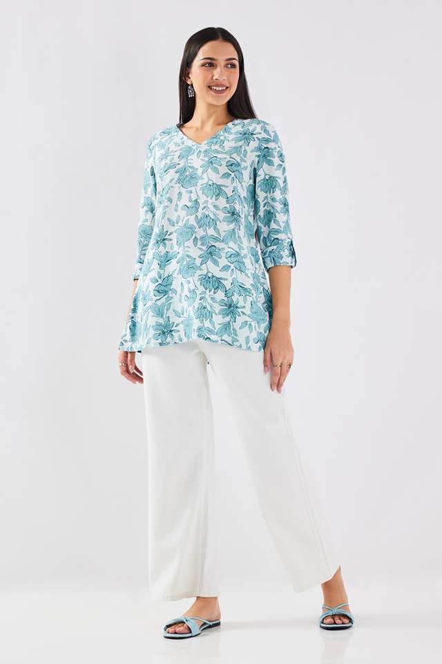 Printed-Rayon-V-Neck-Women-s-Tunic