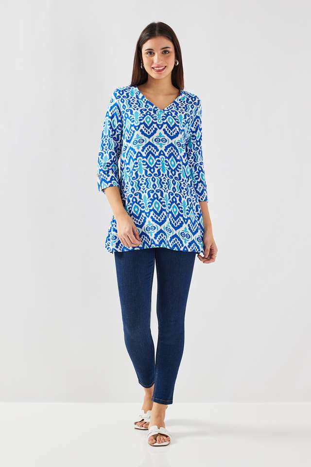 Printed-Rayon-V-Neck-Women-s-Tunic
