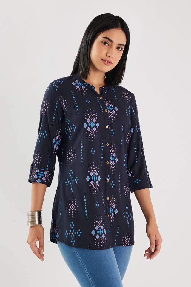 Printed-Rayon-Collared-Women-s-Tunic