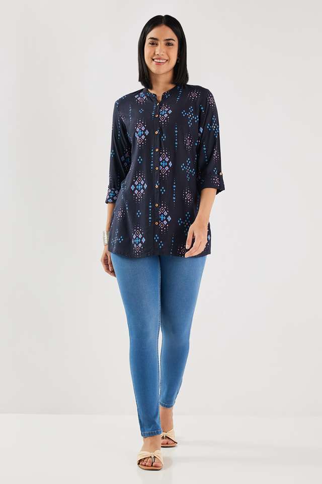 Printed-Rayon-Collared-Women-s-Tunic