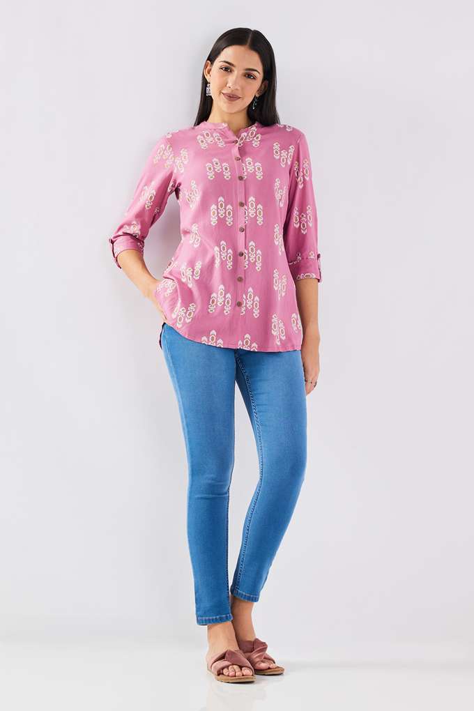 Printed-Rayon-Collared-Women-s-Tunic