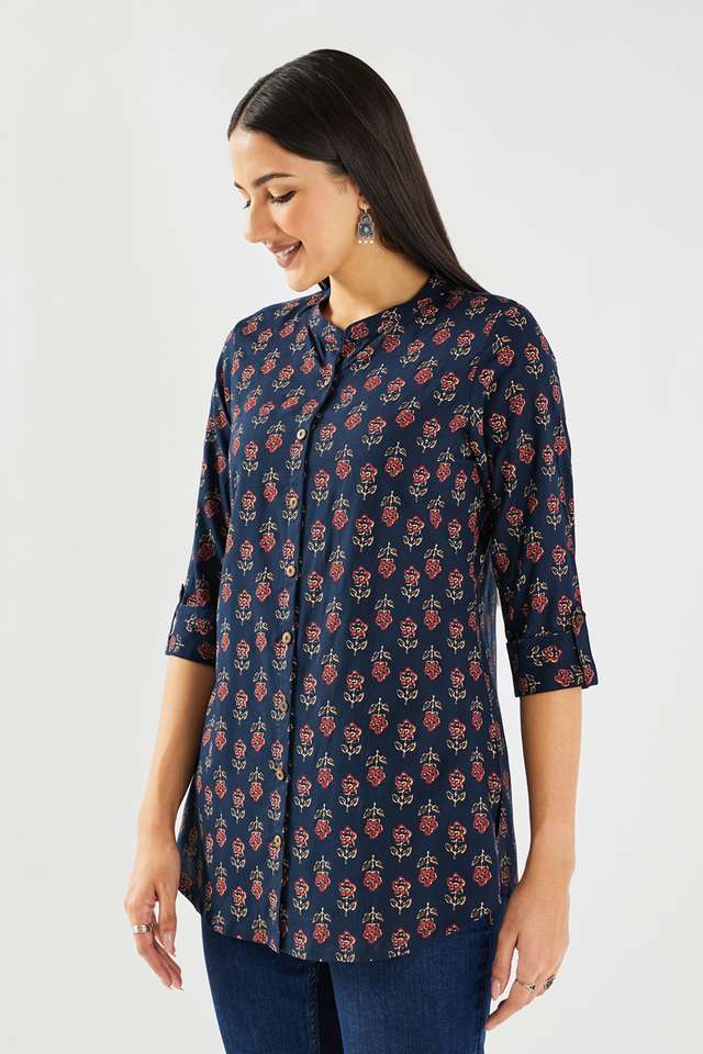 Printed-Rayon-Collared-Women-s-Tunic