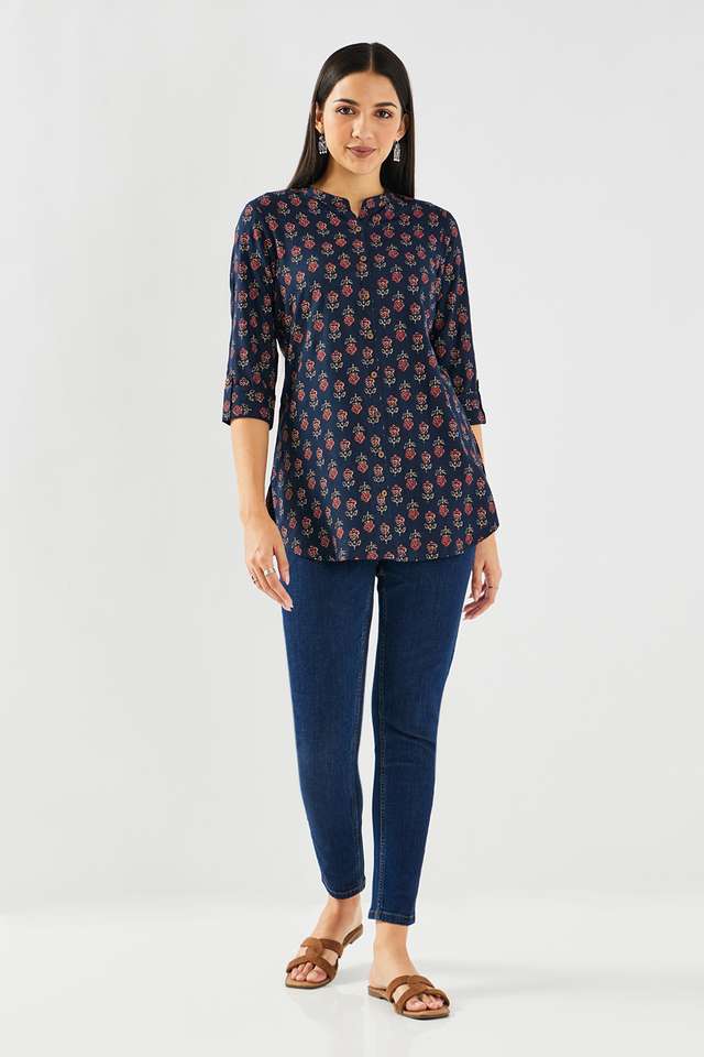 Printed-Rayon-Collared-Women-s-Tunic