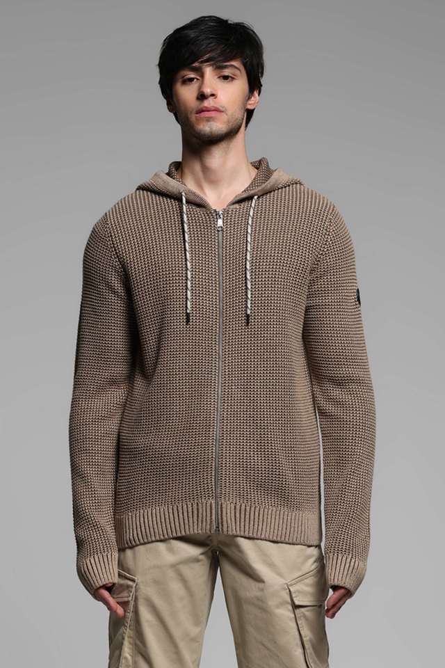 Buy JACK&JONES Beige Solid Acrylic Hooded Men's Sweater | Shoppers