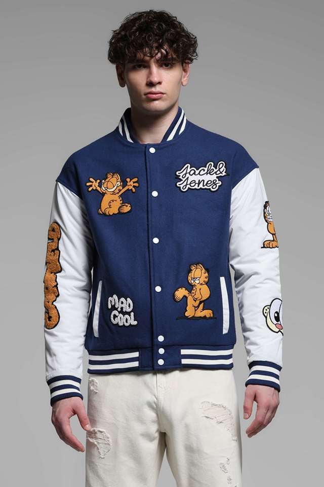 Buy JACK&JONES blue Textured Polyester Regular Fit Men's