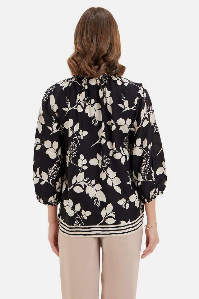 Printed-Viscose-V-Neck-Women-s-Top