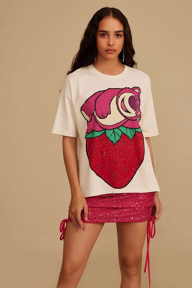 Printed-Cotton-Round-Neck-Women-s-Lotso-Sequined-Strawberry-T-Shirt