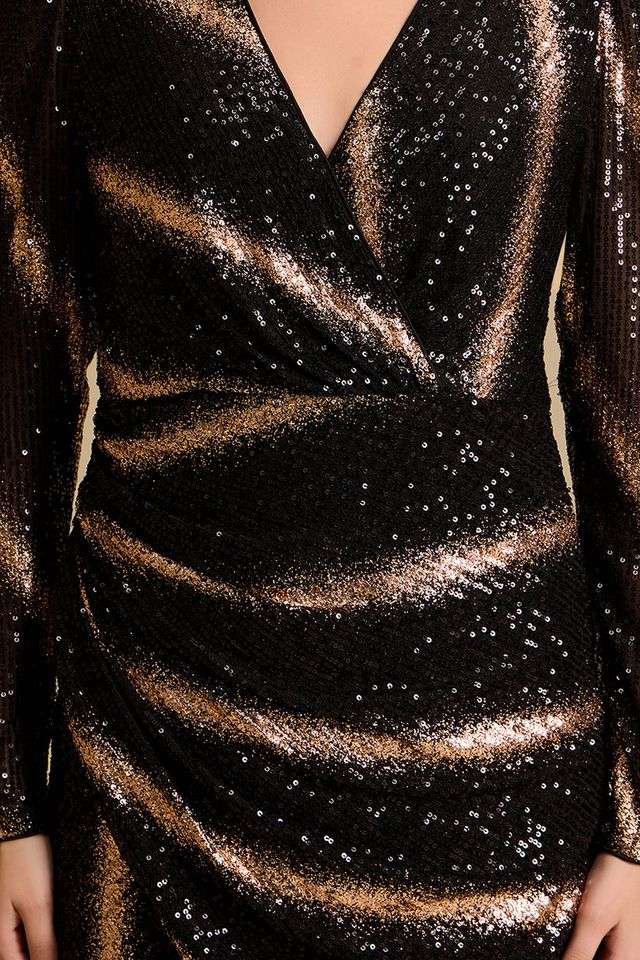 house cb black dress Missord V-neck Wrap Hem Sequin Maxi Dress FT2901 Online Sale – MISS ORD
