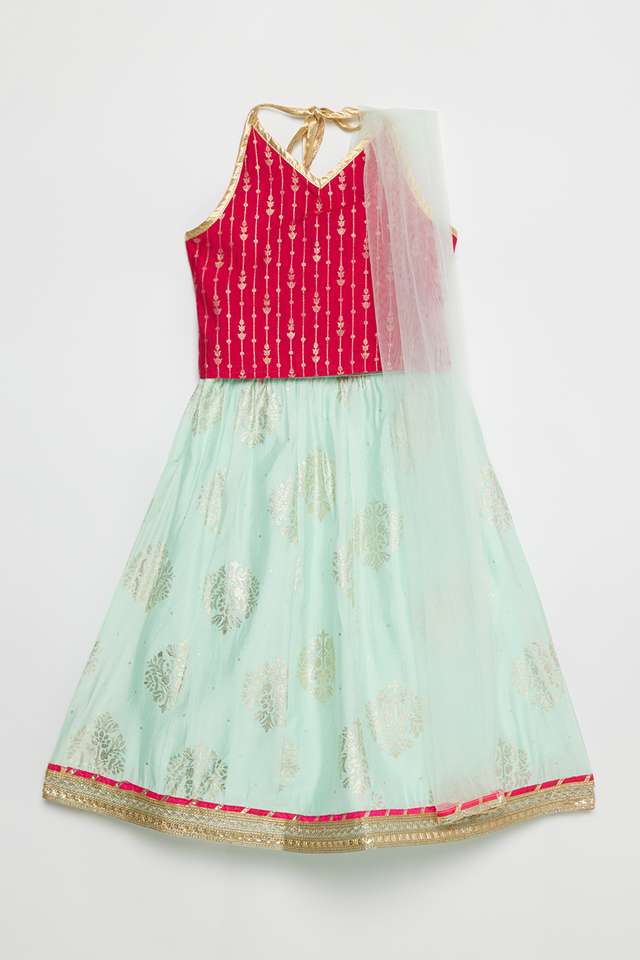 Printed-Blended-Fabric-Regular-Fit-Girls-Ghagara-Choli-Dupatta-Set