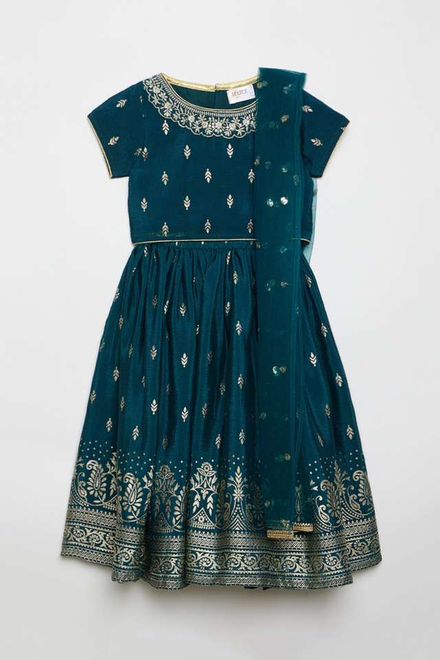 Solid-Blended-Fabric-Regular-Fit-Infant-Girls-Ghaghara-Choli-Dupatta-Set