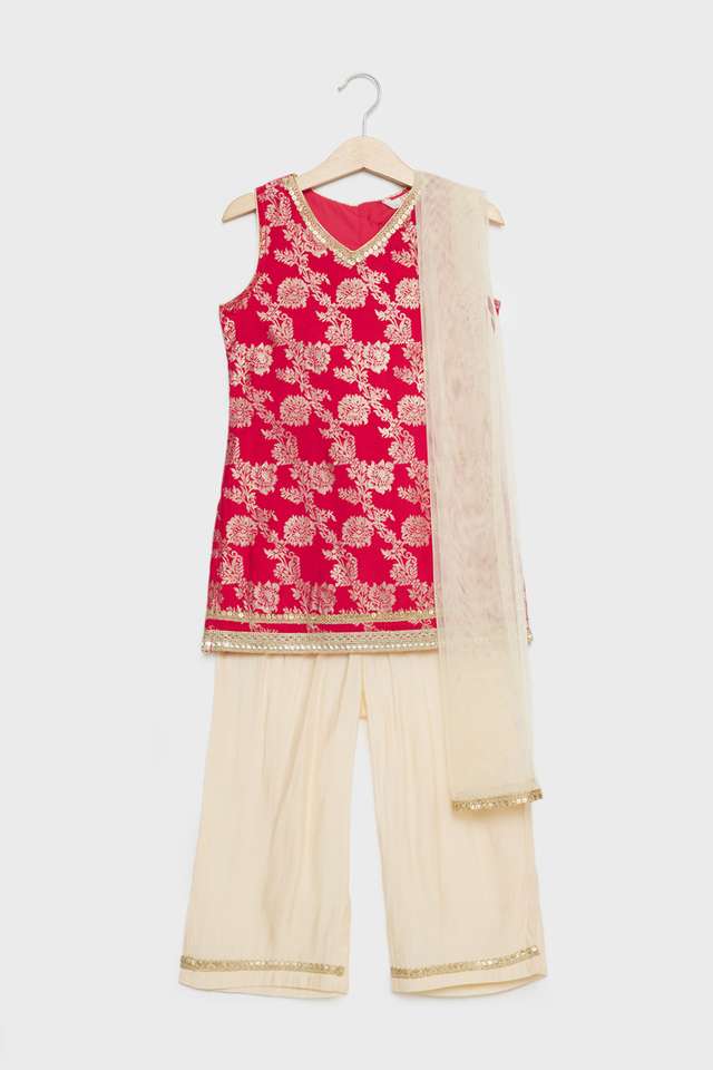 Printed-Blended-Fabric-Regular-Fit-Girls-Salwar-Kurta-Dupatta-Set