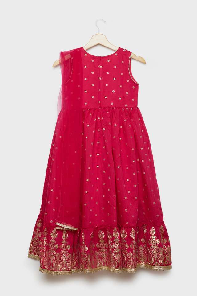 Solid-Blended-Fabric-Round-Neck-Girls-Casual-Wear-Dress