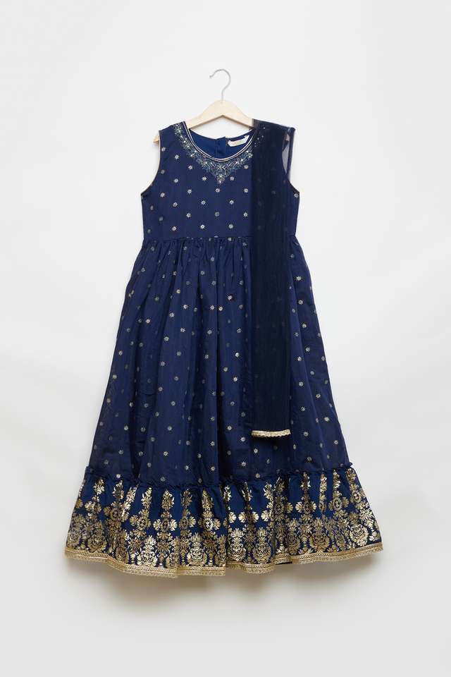 Solid-Blended-Fabric-Regular-Fit-Girls-Dress