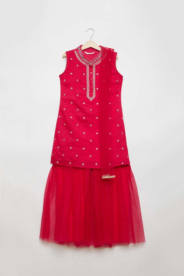 Solid-Blended-Fabric-Regular-Fit-Girls-Salwar-Kurta-Dupatta
