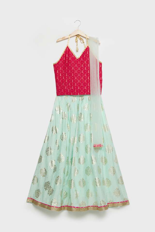 Printed-Blended-Fabric-Regular-Fit-Girls-Ghagara-Choli-Dupatta-Set